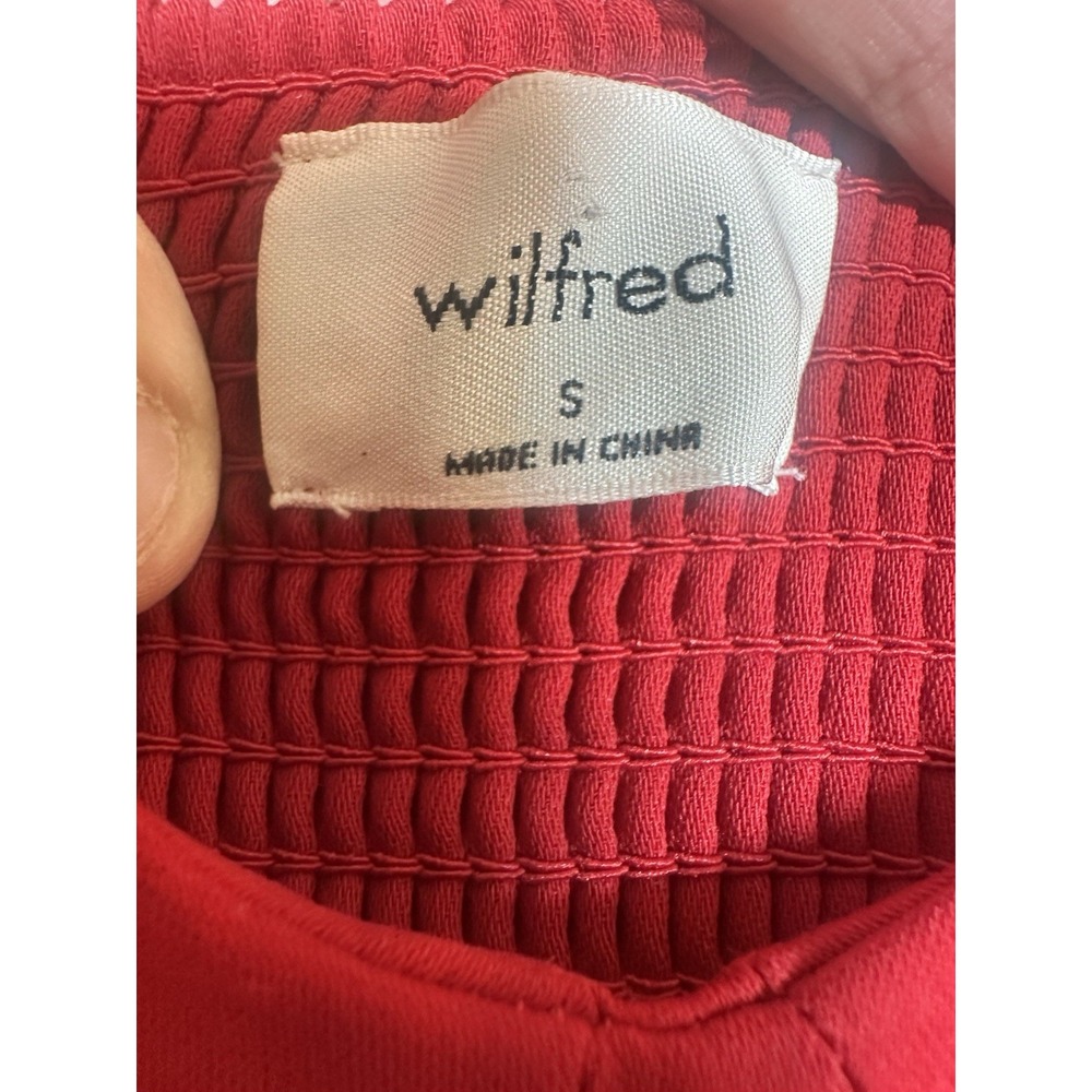Wilfred Women's Novella Blouse Small Red Sweetheart Neck Smock Puff Sleeve - Picture 12 of 16